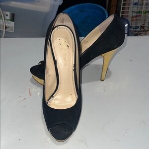 Enzo Angiolini Black Heels with Gold Accents